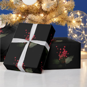 Elegante Christmas Holly Berry Holiday Geschenkpapier