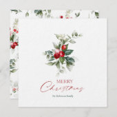 Elegante Christmas Holly Card (Vorne/Hinten)