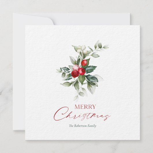 Elegante Christmas Holly Card (Vorderseite)