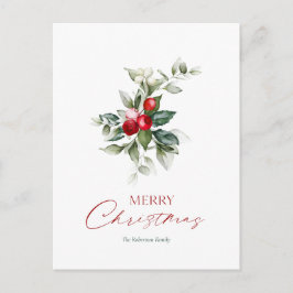 Elegante Christmas Holly Card Postkarte