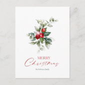 Elegante Christmas Holly Card Postkarte (Vorderseite)