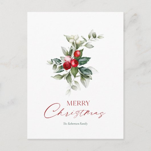 Elegante Christmas Holly Card Postkarte (Vorderseite)
