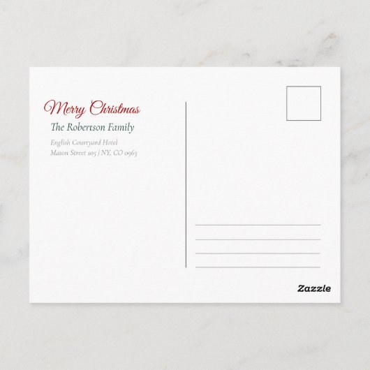 Elegante Christmas Holly Card Postkarte (Rückseite)