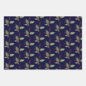 Elegante Christmas Holly Gold Green Red Berries Geschenkpapier Set (Vorderseite 2)