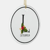 Elegante Christmas Holly Monogram Letter L Keramik Ornament (Rechts)
