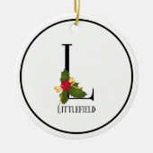 Elegante Christmas Holly Monogram Letter L Keramik Ornament (Vorne)