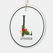 Elegante Christmas Holly Monogram Letter L Keramik Ornament (Links)