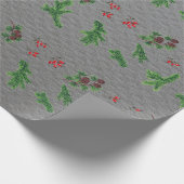 Elegante Christmas Holly Pine Cones Minimalistisch Geschenkpapier (Ecke)