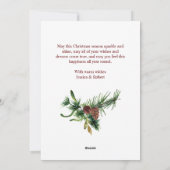 Elegante Christmas Holly Pine Foto Feiertagskarte (Rückseite)