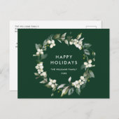 Elegante Christmas Holly Wreath Holiday Gruß Postkarte (Vorne/Hinten)