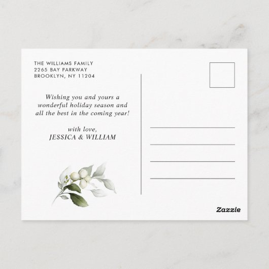 Elegante Christmas Holly Wreath Holiday Gruß Postkarte (Rückseite)