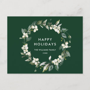 Elegante Christmas Holly Wreath Holiday Gruß Postkarte