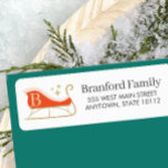 Elegante Christmas Monogram Sleigh<br><div class="desc">Modernes,  traditionelles Monogramm Schlittendesign.</div>
