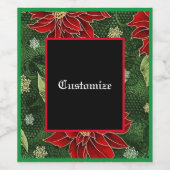 Elegante Christmas Poinsettia 2 Weinetikett (Einzelnes Label)