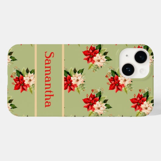 Elegante Christmas Poinsettia Botanisches Flora Case-Mate iPhone Hülle (Rückseite (Horizontal))