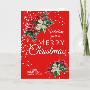 Elegante Christmas Poinsettia Floral Blume Red Feiertagskarte