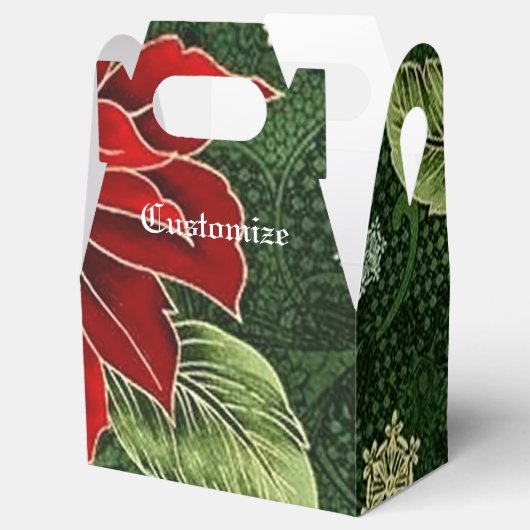 Elegante Christmas Poinsettia Gable Favor Box Geschenkschachtel (Geöffnet)