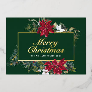 Elegante Christmas Poinsettia Gold Folien Feiertagskarte