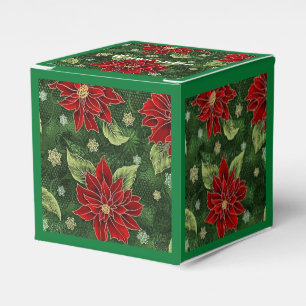 Elegante Christmas Poinsettia Green Cube Favor Box Geschenkschachtel
