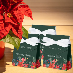 Elegante Christmas Poinsettia Grüne Blumenhochzeit Geschenkschachtel