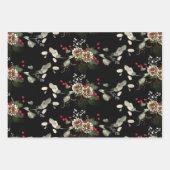 Elegante Christmas Poinsettia Holly Eucalyptus Pin Geschenkpapier Set (Vorderseite 3)