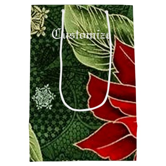 Elegante Christmas Poinsettia Mittlere Geschenktüte (Rückseite)