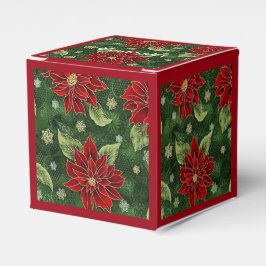 Elegante Christmas Poinsettia Red Cube Favor Box Geschenkschachtel
