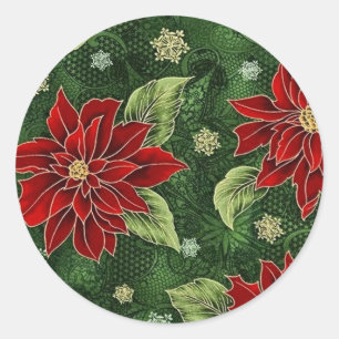 Elegante Christmas Poinsettia Stickers