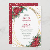 Elegante Christmas Poinsettia Wedding Einladung (Vorne/Hinten)