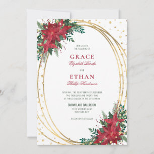Elegante Christmas Poinsettia Wedding Einladung