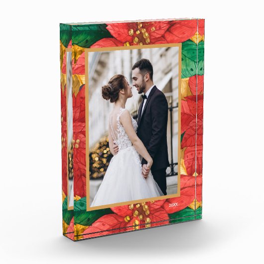 Elegante Christmas Poinsettias Custom Fotoblock (Links)