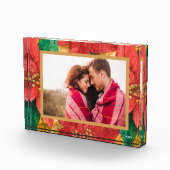 Elegante Christmas Poinsettias Custom Fotoblock (Rechts)