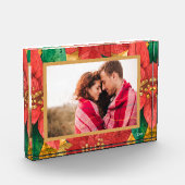 Elegante Christmas Poinsettias Custom Fotoblock (Links)