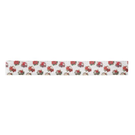 Elegante Christmas Poinsettias und Damask Satinband (Vorderseite)