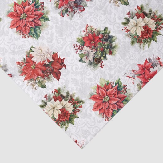 Elegante Christmas Poinsettias und Damask Seidenpapier (Ausschnitt)
