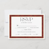 Elegante Christmas Red Damask Border RSVP Karte (Vorderseite)