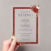 Elegante Christmas Red Damask Floral Acryleinladungen (Insitu (Handheld))