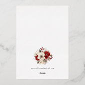 Elegante Christmas Red Damask Floral Folieneinladung (Rückseite)