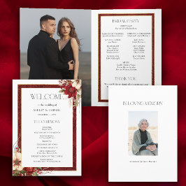 Elegante Christmas Red Damask Floral Programm