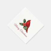 Elegante Christmas Red Kardinal Bird Holly Serviette (Ecke)