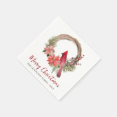 Elegante Christmas Red Kardinal Bird Monogram Serviette (Ecke)