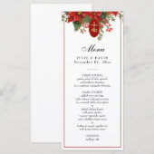 Elegante Christmas Red Pointsettia Wedding Menükarte (Vorne/Hinten)
