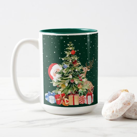 Elegante Christmas Vibes Zweifarbige Tasse (Mit Donut)