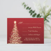 Elegante Christmas Wedding RSVP Red (Stehend Vorderseite)