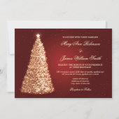Elegante Christmas Wedding Sparkle Gold Red Einladung (Vorderseite)