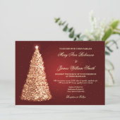 Elegante Christmas Wedding Sparkle Gold Red Einladung (Stehend Vorderseite)