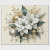 Elegante Christmas White Poinsettia Blume Geschenkpapier (Flach)