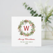 Elegante Christmas Wreath-Familie Karte (Stehend Vorderseite)