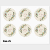 Elegante Christmas Wreath Joy Runder Aufkleber (Blatt)