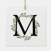 Elegante Christmas Wreath Monogram Keramikornament (Rückseite)